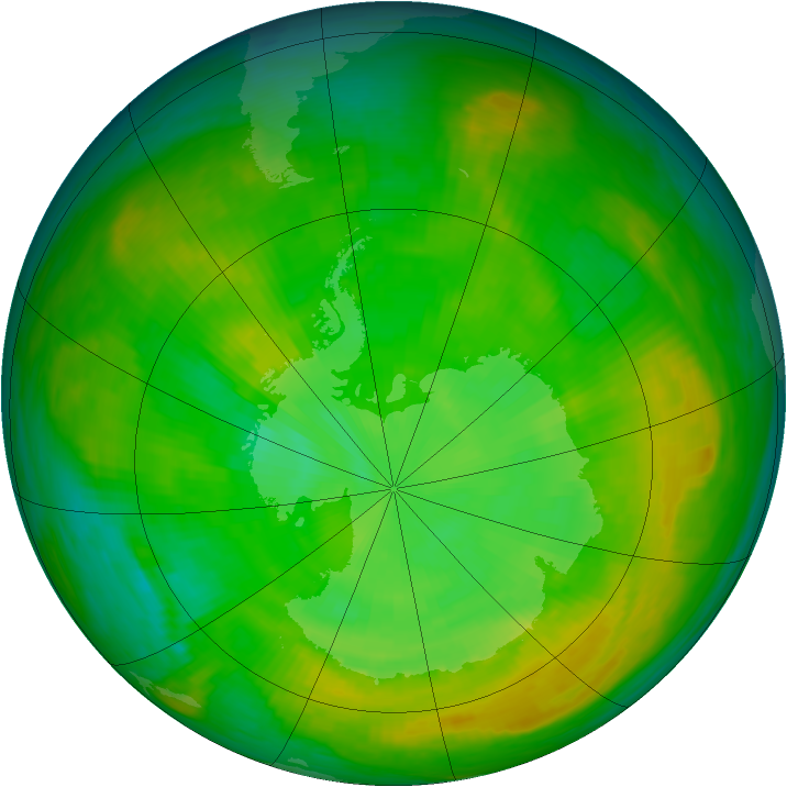 Antarctic ozone map for 27 December 1979
